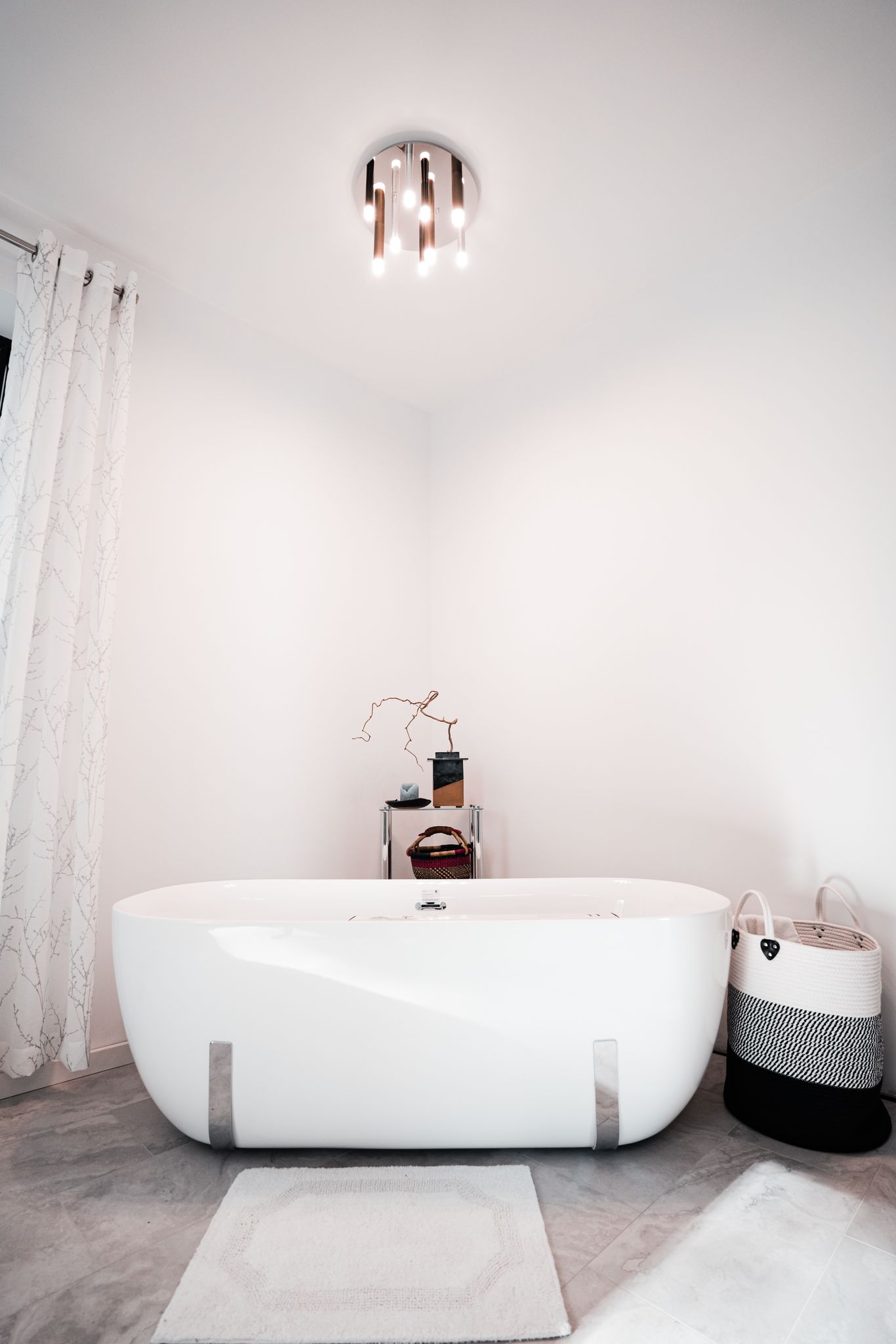 New Chandelier installed in bathroom